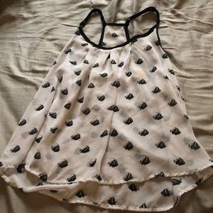 Sheer racer back tank top